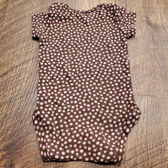 Carters Child of Mine Brown White Pink Bodysuit Cotton Baby Girl One Piece 3-6M - Picture 5 of 5